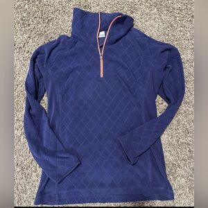 Columbia Women's Navy Cowl Neck Sweater with Coral Zip